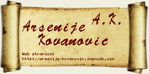 Arsenije Kovanović vizit kartica